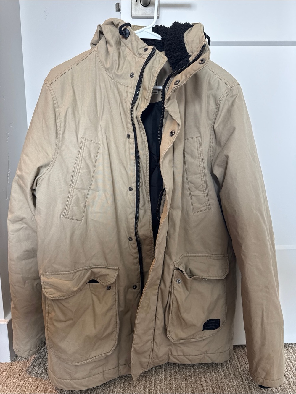 H&M Men's Hooded Field Jacket in Beige